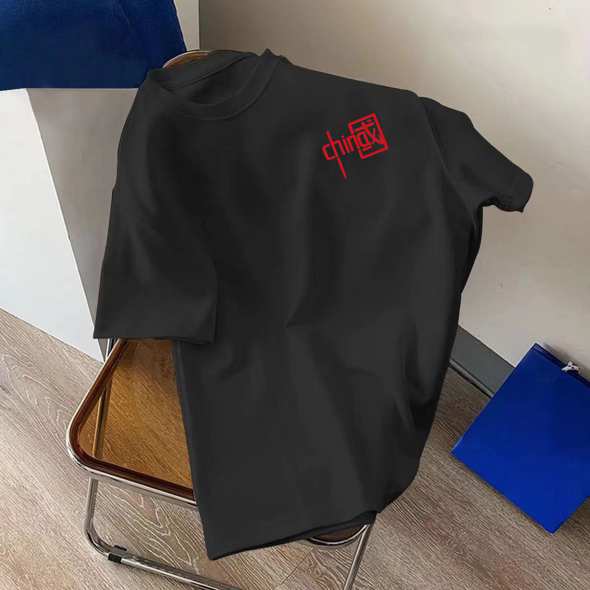 Cotton Texture Short-sleeved T-shirt Women's Summer Retro High-end Chic Beautiful Couple Top